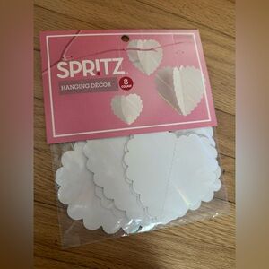 Spritz Valentine’s Day Set of 8 Hanging White Iridescent Hearts Decor